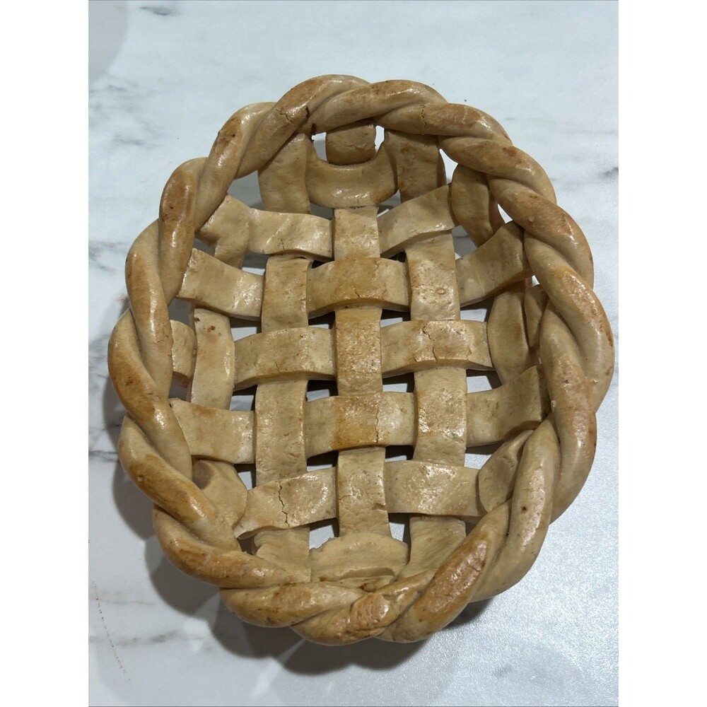 Vintage Unique Handcrafted Braided Real Bread Dough Basket Bowl 11"x9" Signed